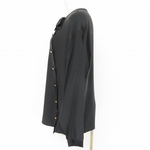 CHANEL ブラック 長袖シャツ ゴールドボタン CHANEL Boutique Shirt Blouse Woman Black Gold Button Long Sleeve