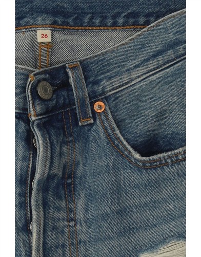 LEVI'S Womens Distressed Denim Skirt W26 Small Blue Cotton DD06 - 第 3/4 張圖片