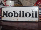 VINTAGE MOBIL PORCELAIN SIGN OLD 10" MOBILOIL CAR AUTO OIL GAS SERVICE STATION