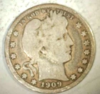 United States of America 1909 25c Barber Quarter Inv#1949-224