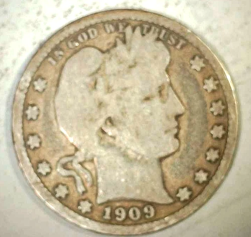 United States of America 1909 25c Barber Quarter Inv#1949-224