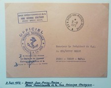 BREST SOUS MARINS 1973  FRANCE CACHET NAVAL OBLITERATION POSTE ENVELOPPE 8