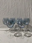 Hand Decorated Shimmer Blue Wine Glasses Set Of 6 Mint Condition