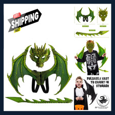 Kids Dragon Costume Set with Wings Tail Mask for Boys Girls Halloween Cosplay