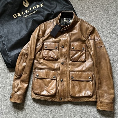 BNWT Belstaff Burgess Leather Jacket Large Uk40 It50 Brown UVP1299 