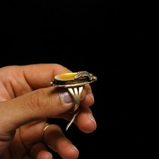 Vintage Native American Signed PP MOP Feather Sterling Silver Ring Size 8