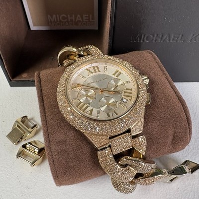 Michael Kors MK3248 Camille Gold Glitz Pave Crystal Chain Link Women's Watch
