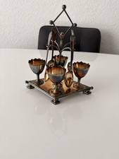 Antike John Round & Son Sheffield versilberte Eierbecher ,  mit SILBER Löffel