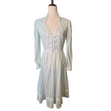 VTG Prairie Dress Small Lace up Corset Floral Midi 70s Gunne Sax Style Handmade
