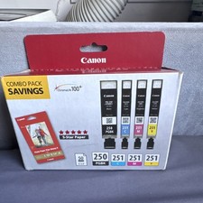 Canon PGI-250/CLI-251 Combo Pack Black Cyan Magenta Yellow Ink w/ Photo Paper