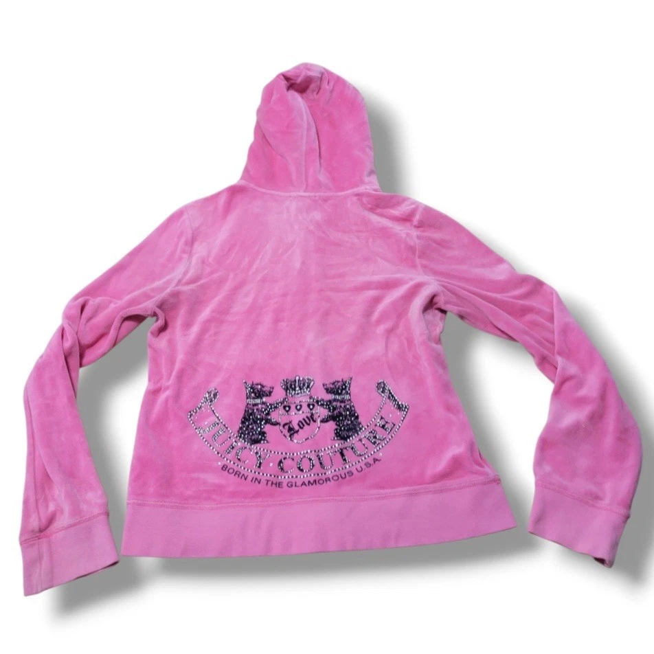 Y2k Juicy Couture Sweatshirt Size XL Velour Track Jacket Full Zip Up With Flaws  - Image 3 of 4