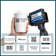 Handheld inkjet printer prints expiration date, text, batch number, barcode