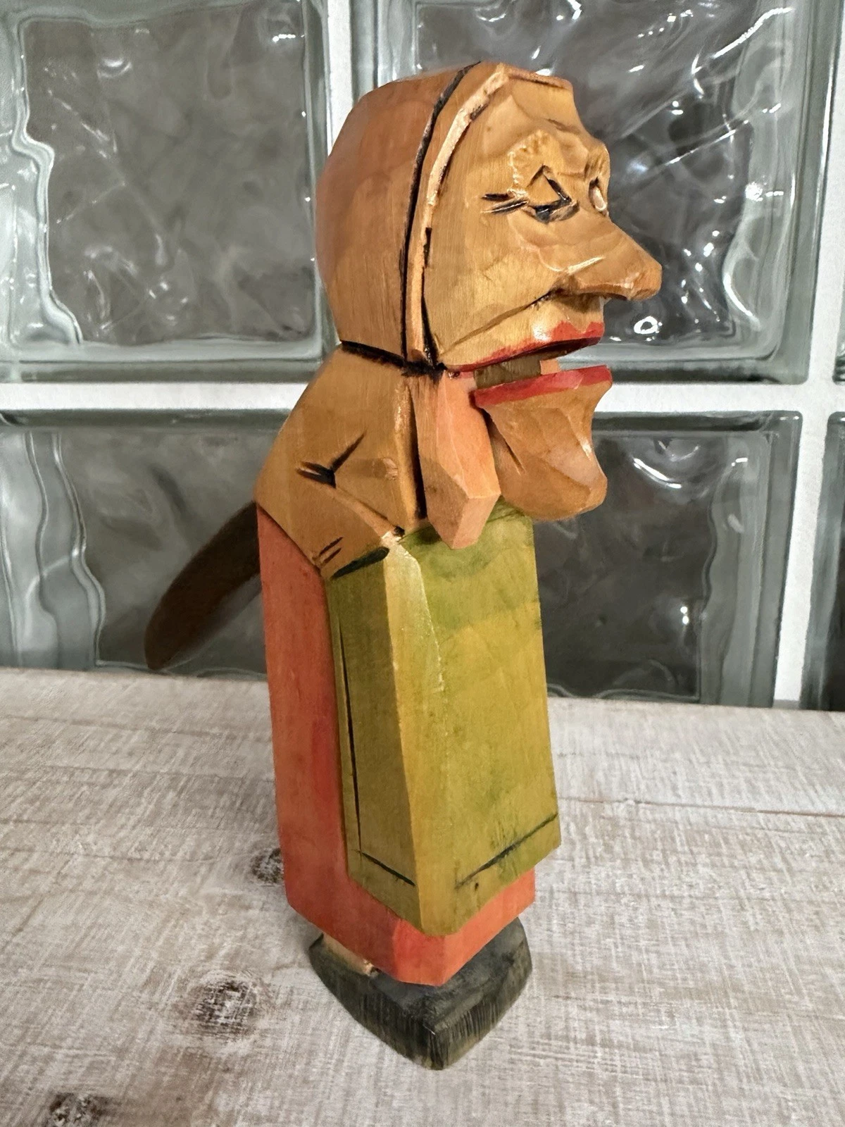Vintage hand-carved wooden nutcracker witch from the "Hansel and Gretel"