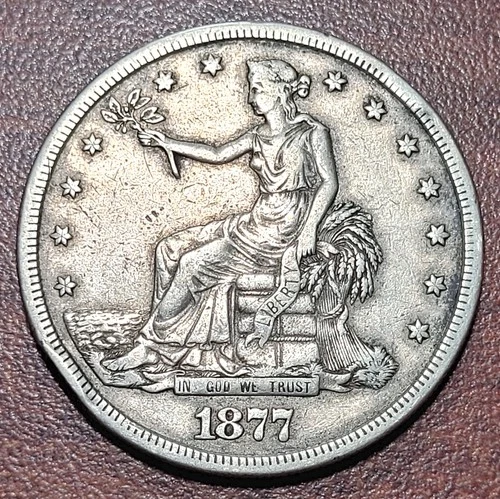 1877-S Trade Dollar VF Original Toning No Chops Silver Dollar 19th C. Type Coin