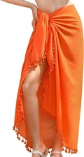 Sarong Wraps for Women Beach Cover Up Bikini Bathing Suit One Size, Orange 