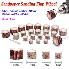 Sandpaper Sanding Flap Wheel 3mm Abrasive Disc 80-600Grit For Dremel Rotary Tool