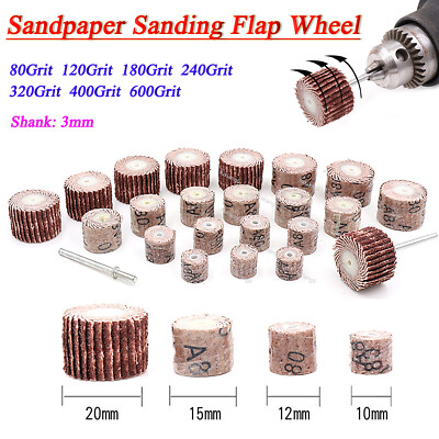 Sandpaper Sanding Flap Wheel 3mm Abrasive Disc 80-600Grit For Dremel Rotary Tool