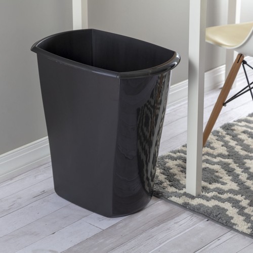 10 Gal. Rectangular Wastebasket Versatile Plastic Bathroom Classroom Polished - Picture 4 of 5