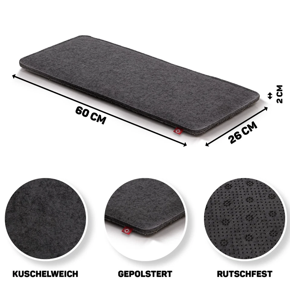 Katzenbett Liegematte Filzmatte für Fensterbänke Hell- oder Dunkelgrau S oder L - Bild 4 von 4