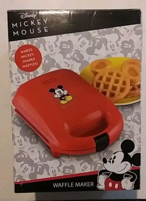 Disney Mickey Mouse Waffle Maker Belgian Waffles Red Non-Stick