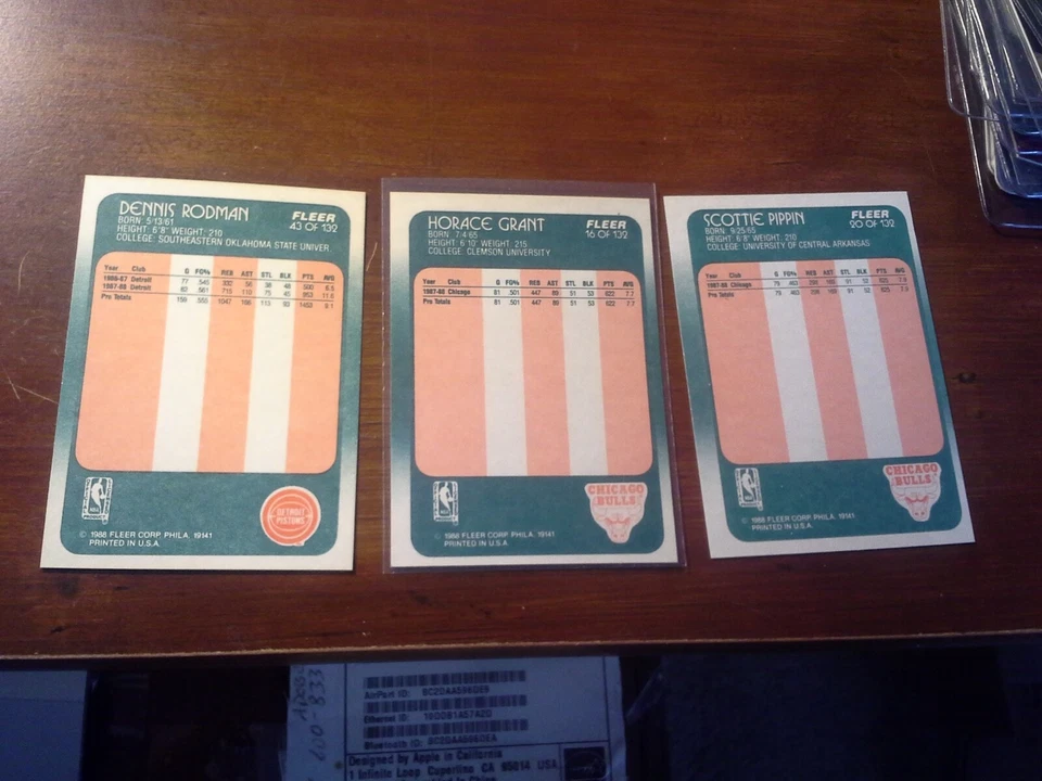 Scottie Pippen - Dennis Rodman - Horace Grant 1988-89 Fleer **3 tarjetas de novato**  Foto 2 de 2