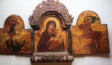 Trittico Grecia, 1800 circa, Madre di Dio, San Giorgio, San Dimitri