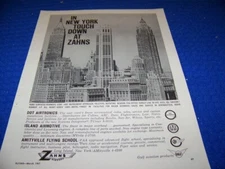 1960 ZAHNS AIRPORT N.Y. "IN NEW YORK TOUCH DOWN IN.." ..1-PAGE SALES AD (215JJ)