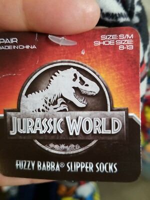 JURASSIC WORLD PARK Fuzzy Babba Dinosaur Slippers Size S/M (8-13 - Main Image
