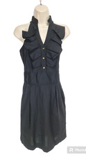 EXPRESS DESIGN STUDIO Women Size 2 Black Sheath Mini Dress Ruffle Neck Sleeveles