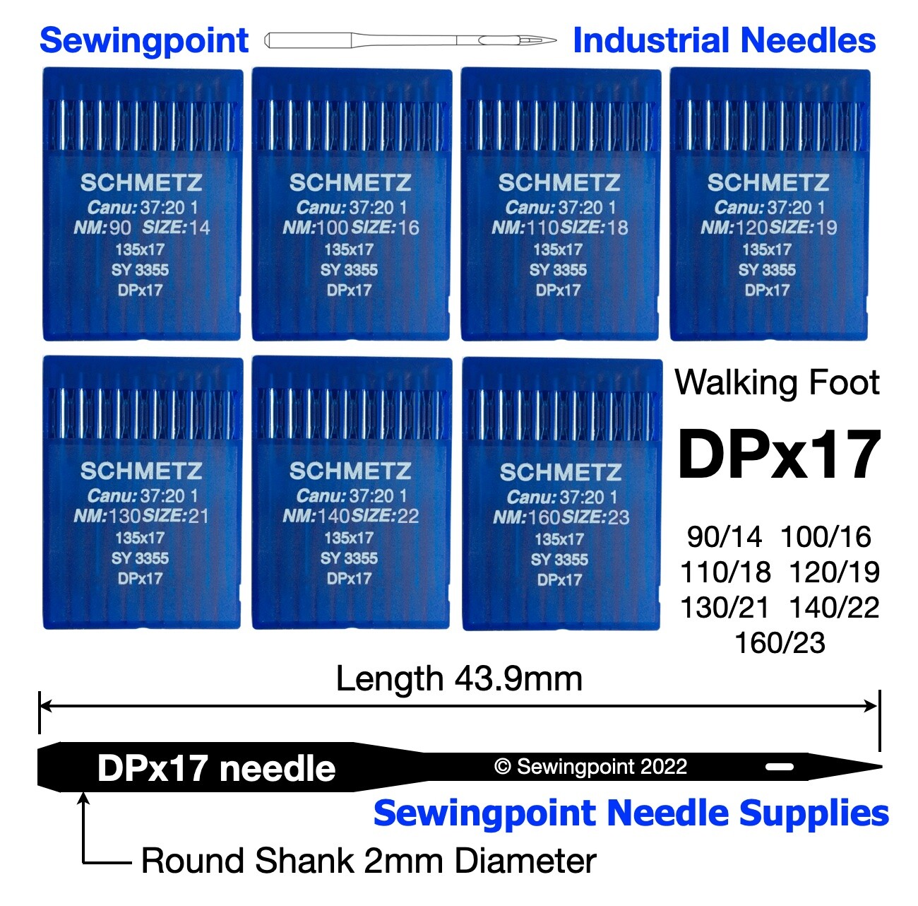 Schmetz DPx17 Industrial Walking Foot Sewing Machine Needles 135x17