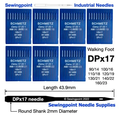 Schmetz DPx17 Industrial Walking Foot Sewing Machine Needles 135x17 SY3355 UK