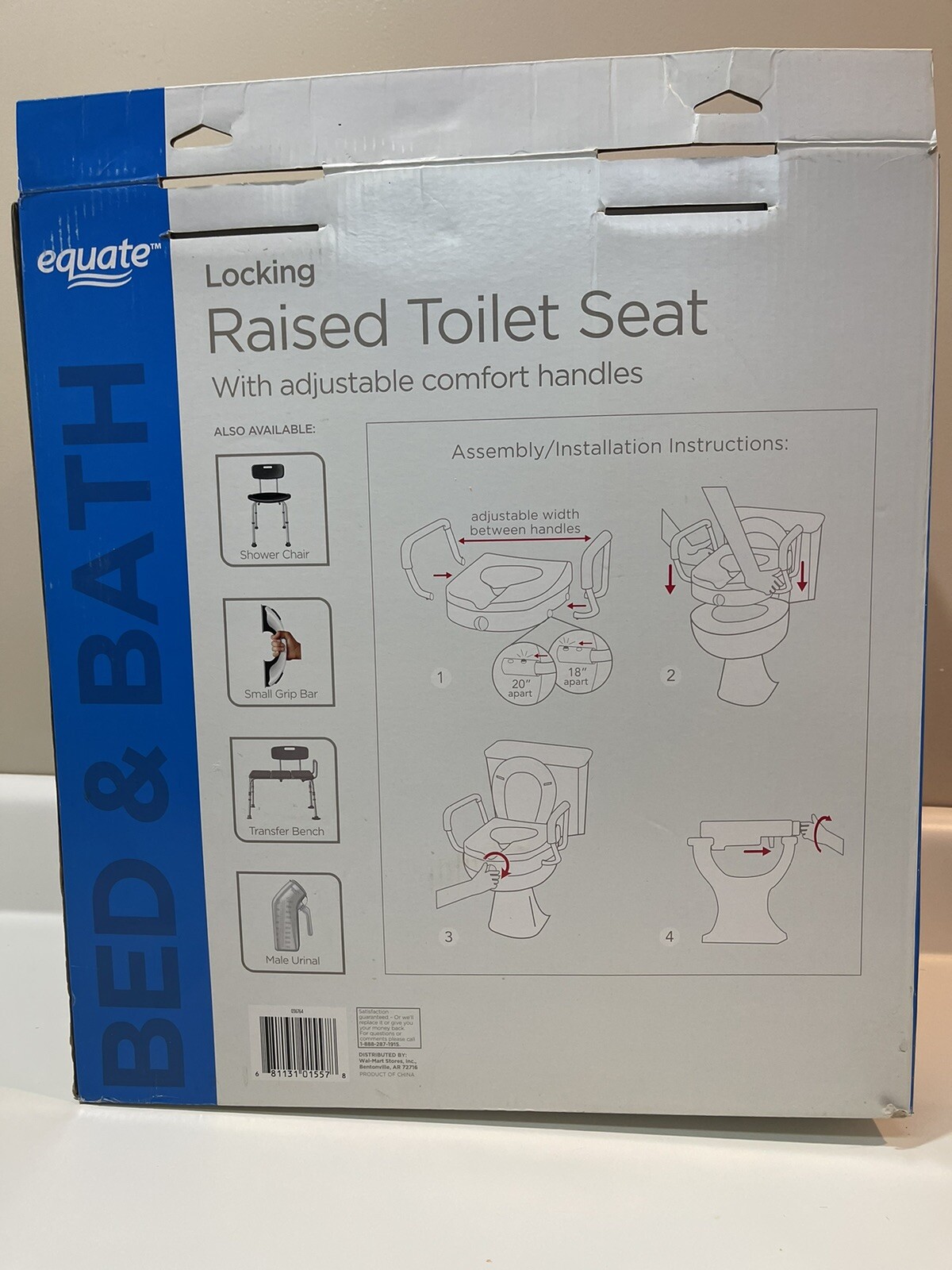 Raised Toilet Seat5 Inch Bed and Bath Locking Adjustable Comfort