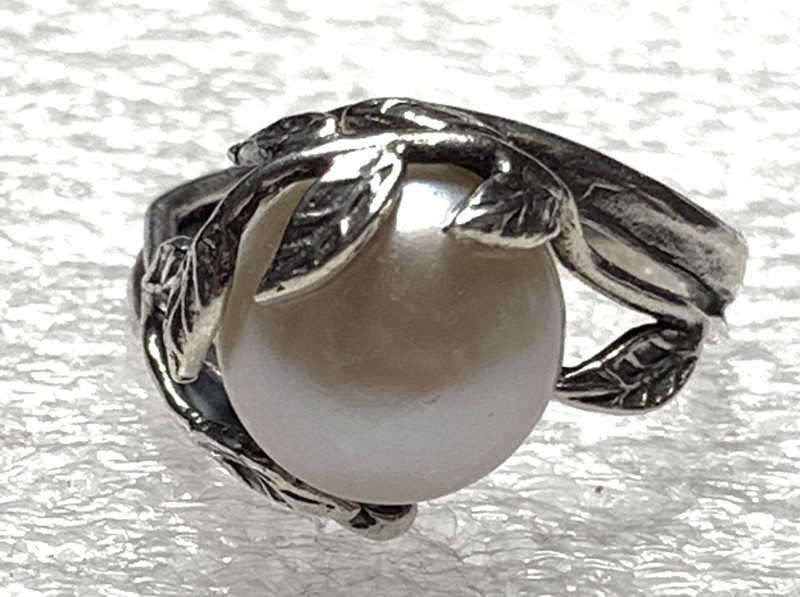 NWOT OR PAZ STERLING SILVER 925 WHITE PEARL LEAVES OVERLAY RING SZ 11 ISRAEL PZ