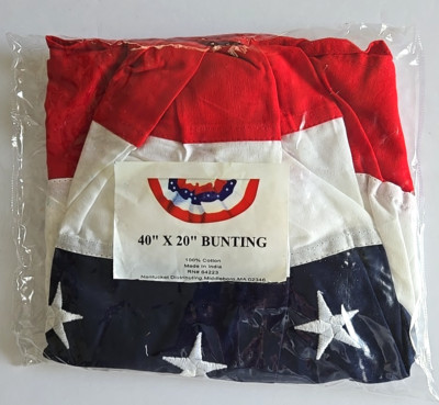 Nantucket 100% Cotton Flag Bunting 40'' x 20'' Grommets to Hang New