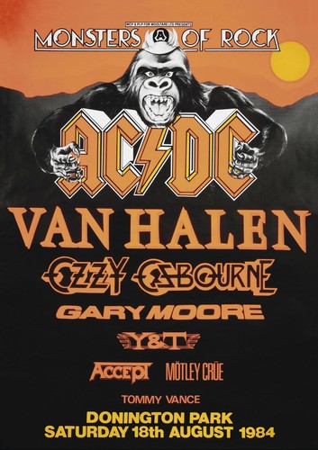 1984 AC/DC Van Halen Monsters Of Rock Vintage Concert Poster Art Print ...