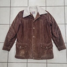 Vintage 60s Lee Storm Rider Brown Corduroy Trucker Jacket 42 USA Made Distressed