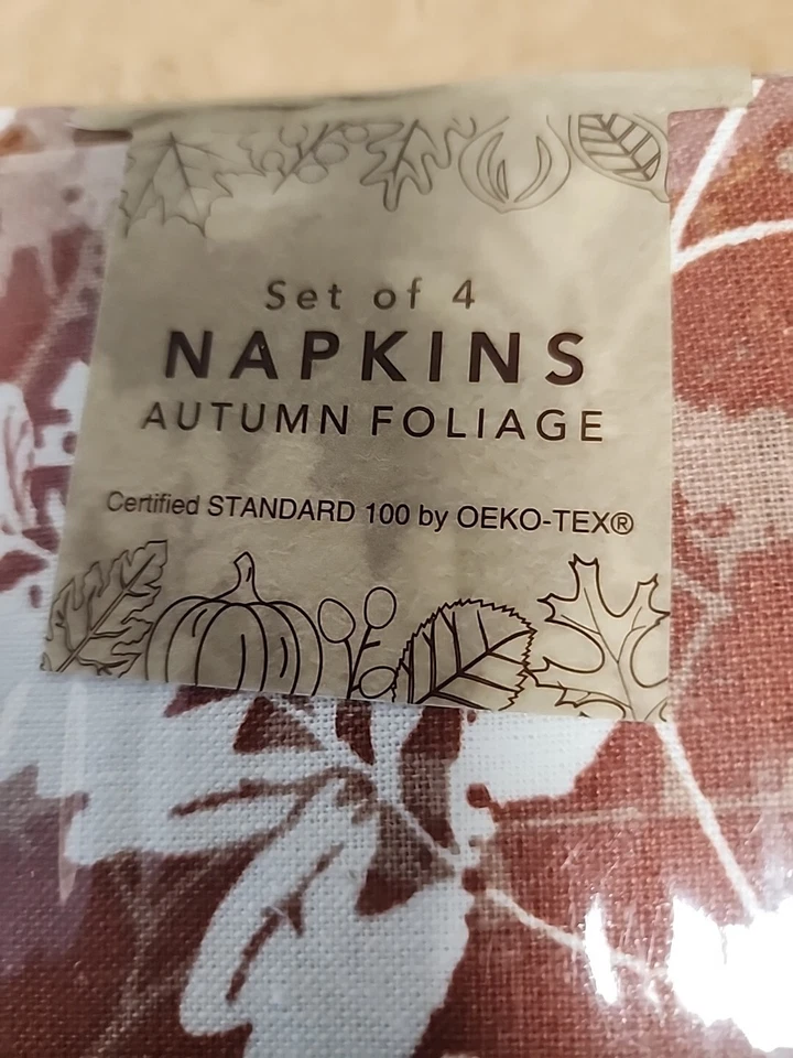 Napkins Textured Autumn Foliage 18”x 18” Cotton Napkins - New Oeko-Tex - Image 2 of 4