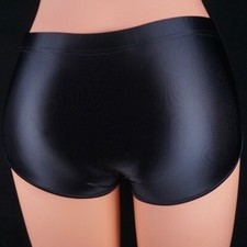 2025 Women's Panties Shiny Satin Briefs Knickers Opaque Gym Middle Waist Shorts
