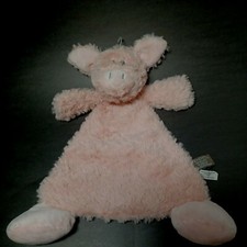 Demdaco Nate/Jules PUDDER PIG Soft Lovey Security Blanket/Rattle Cuddle Toy 12"