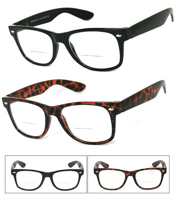 1, 2 or 3 Pairs Retro Square Frame Mens Womens Bifocal Reading Glasses