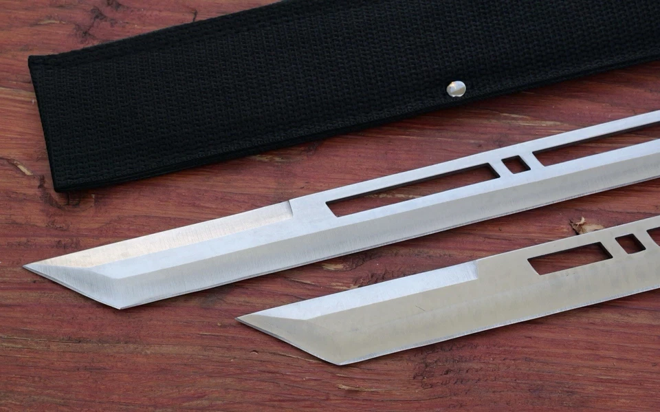 "Juego de Espadas Ninja Tanto Hoja Recta Full Tang Doble Empuñadura 18"" 29"" Funda" Foto 3 de 4