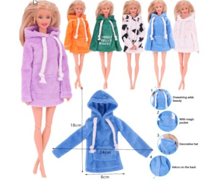FELPA CON CAPPUCCIO PER BAMBOLE TIPO BARBIE OUTFIT ELEGANTE