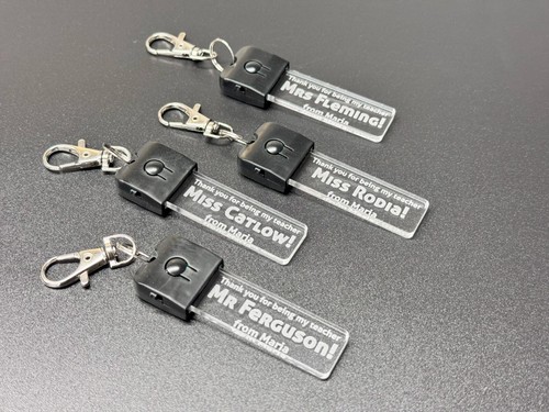Custom Personalised Keyring-LED Light-7 Colours-Keychain-Teacher-Student-School - Afbeelding 8 van 16