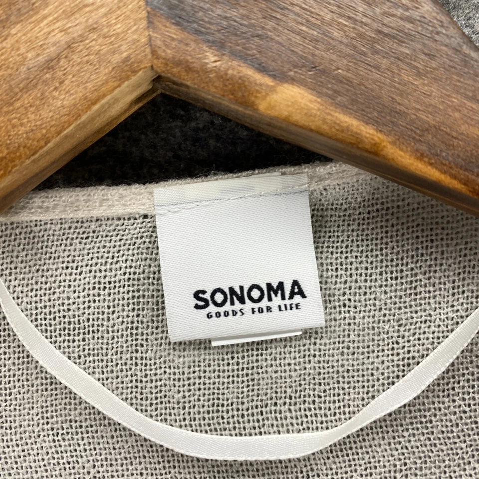 Sonoma Top Women M Medium White Floral Open Front Short Sleeve Casual Breathable - Image 3 of 4