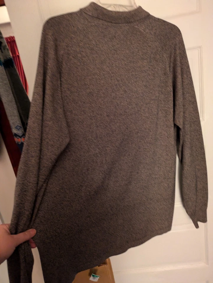 Pronto Uomo 100% шелк Мужская рубашка-поло пуловер Sz L синий 3 кнопки длинным рукавом - Изображение 3 из 4