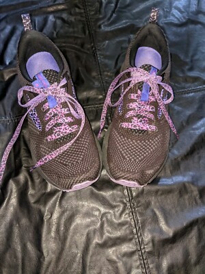 Brooks Revel Running Shoes Black Purple Cheetah Print