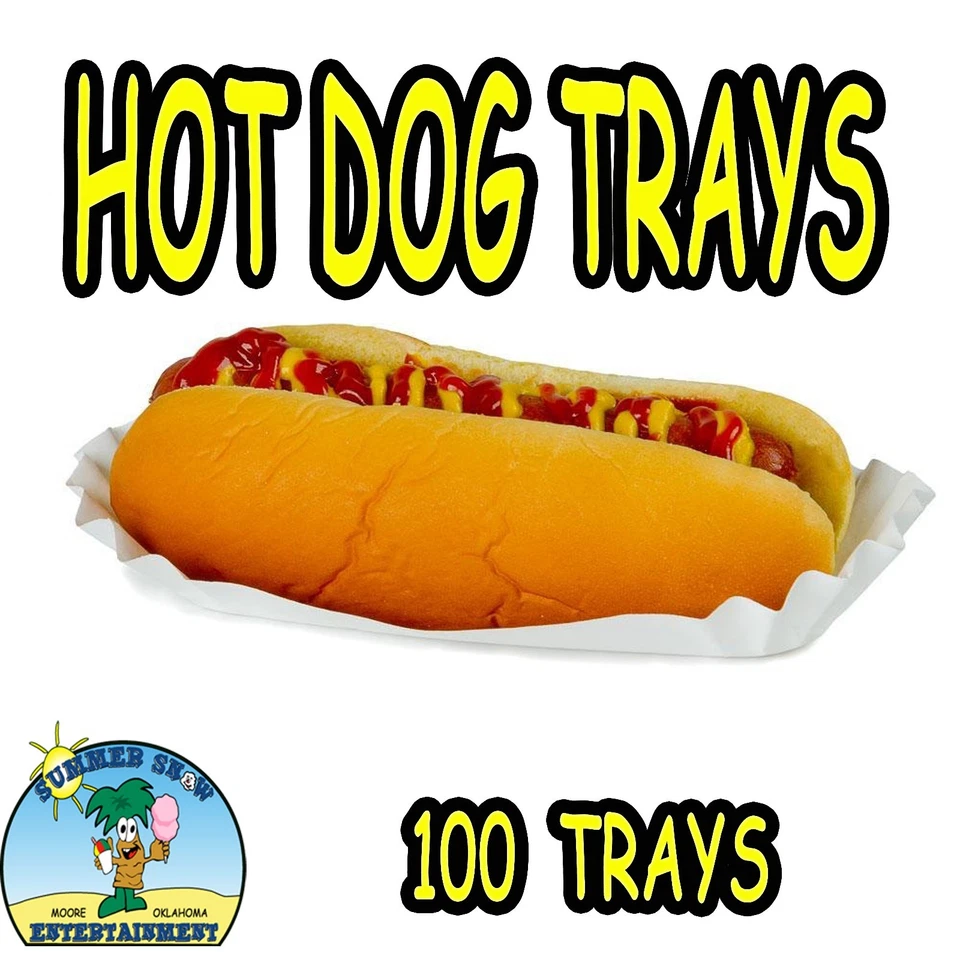 SUMMER SNOW 100 Hot Dog Tray Holders Paper Fluted Brand NEW CONCESSION SUPPLY #1