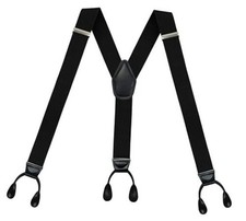 Men's 2" Wide Y-Back Adjustable Elastic Button End Suspenders,Tuxedo Black