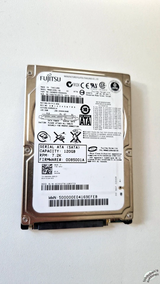 *** Fujitsu HDD 120GB MHW2120BJ 2,5 Zoll 5400RPM SATAIII 8MB Cache