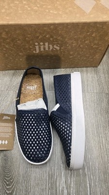 Jibs Shoes Slip On Sneakers Leather  Comfort Casual Low Top Navy Blue Sz5